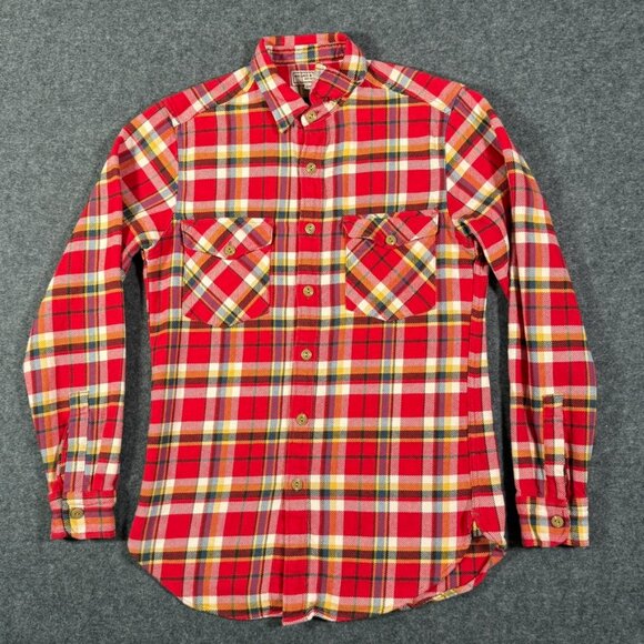 Wallace and Barnes Mens Cotton Twill Workshirt Flannel‎ Mens Sz XS Red Plaid Lux - Picture 1 of 13